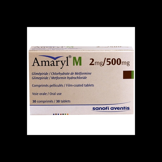 Achat Amaryl en ligne - boîte de comprimés Amaryl et logo pharmacie