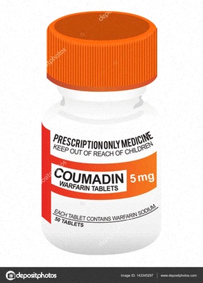 Acheter Coumadin - Illustration de la molécule de warfarine et comprimés