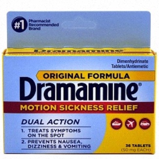 Dramamine – boîtes et comprimés